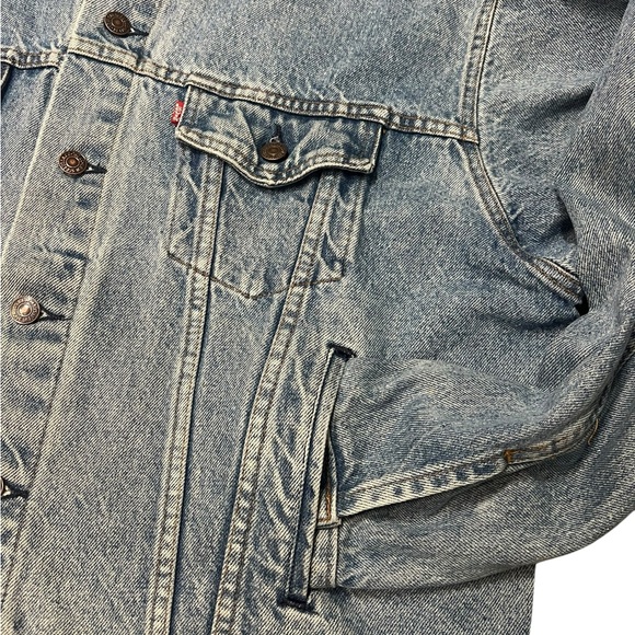 80s Levi's Denim Trucker Jacket XL 70507-0214 Type 3 USA Distressed Grunge Biker - Picture 3 of 12